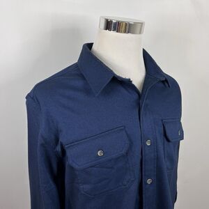 Eddie Bauer XL Flannel Outdoor Shirt Dark Blue Polyester Blend Button Front